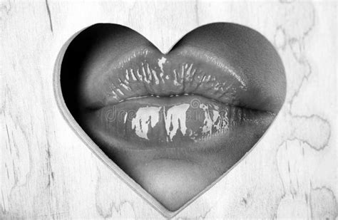 Lips in Heart Shape. Valentines Day. Girl Lipstick. Female Lips. Natural Beauty Lip Care. Female ...
