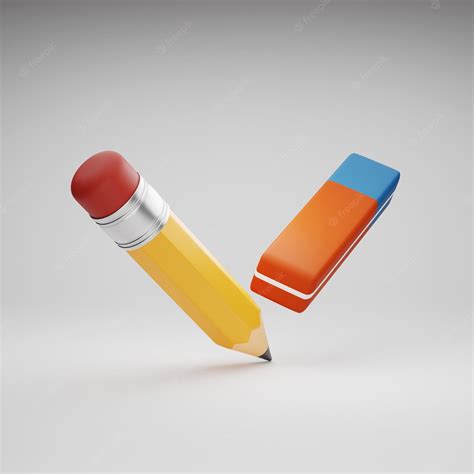 Premium Photo | 3D rendering red and blue eraser and pencil isolated on white background