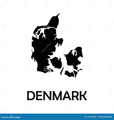 Denmark Map on White Background Vector, Denmark Map Outline Shape Black on White Vector ...