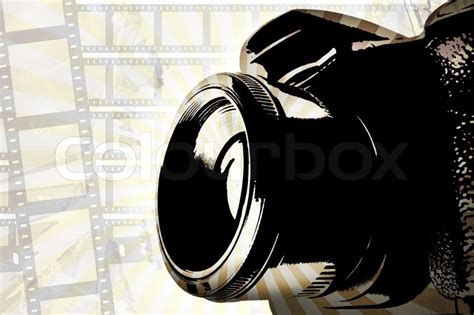 Retro SLR camera background with film ... | Stock image | Colourbox