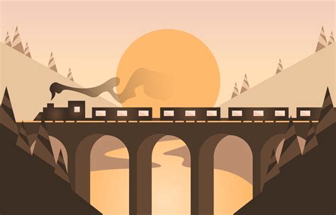 Locomotive Landscape Flat Illustration Vector 214876 Vector Art at Vecteezy