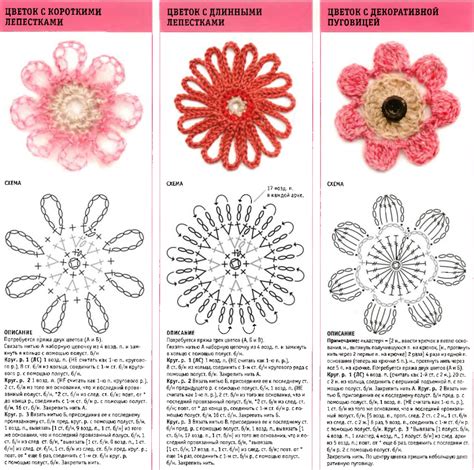 Three Flower Crochet Diagrams ⋆ Crochet Kingdom