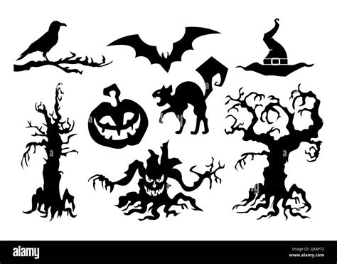 collection of silhouettes halloween hat driftwood pumpkin Stock Vector Image & Art - Alamy