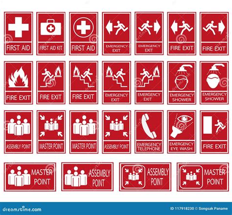 Vector Emergency Exit Signs Set On Red Background | CartoonDealer.com ...