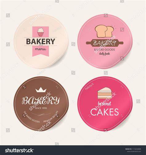 Collection Vintage Bakery Logo Badges Sticker: เวกเตอร์สต็อก (ปลอดค่า ...