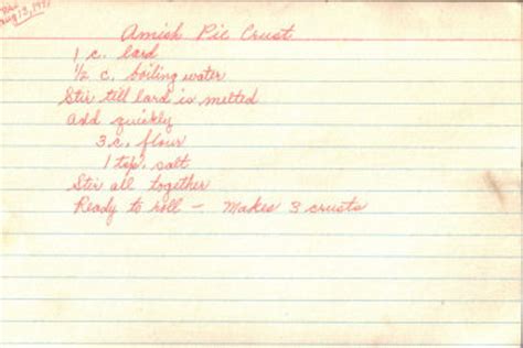 Amish Pie Crust Recipe – Handwritten « RecipeCurio.com