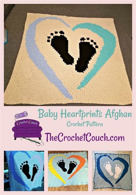 Baby Heartprints Afghan, C2C Crochet Pattern | Baby afghan crochet, C2c crochet, C2c crochet blanket