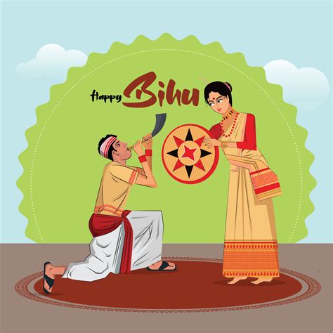 IVector llustration Of Assamese New Year Bihu Happy Bihu. Harvest Festival Of Assam 21847966 ...