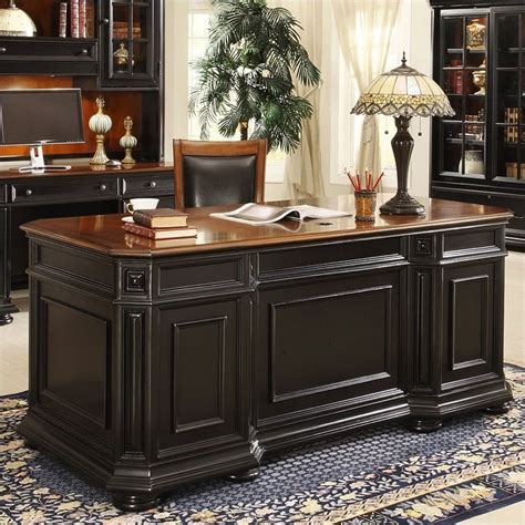 Riverside Furniture Allegro Executive Desk in Rubbed Black - 44732