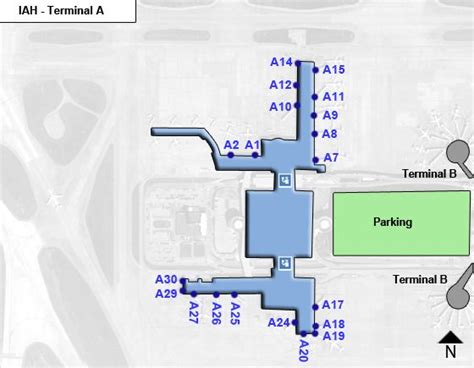 Houston Intercontinental Airport IAH Terminal A Map