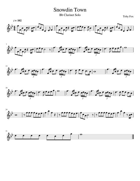 Snowdin Town Clarinet Solo sheet music for Clarinet download free in PDF or MIDI