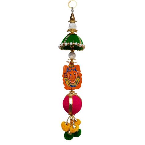 Ganesh ji Pom Pom Side Door toran Traditional Art Handmade Door Bandarwal toran for Home Décor ...