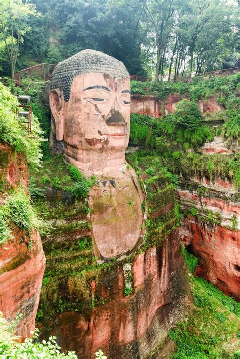 The Leshan Giant Buddha among Green Trees and Bushes Stock Photo ...