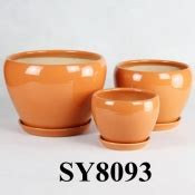 Orange glazed earthen bowl shape orange ceramic flower pots Orange ...