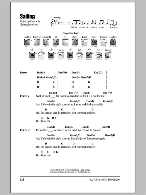 Sailing by Christopher Cross - Guitar Chords/Lyrics - Guitar Instructor