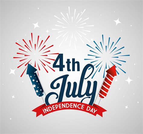 Usa fireworks with ribbon of independence day vector design 1890919 ...