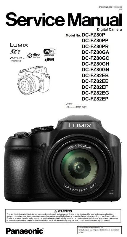 Panasonic Lumix DC FZ80 FZ82 Digital Camera Service Manual