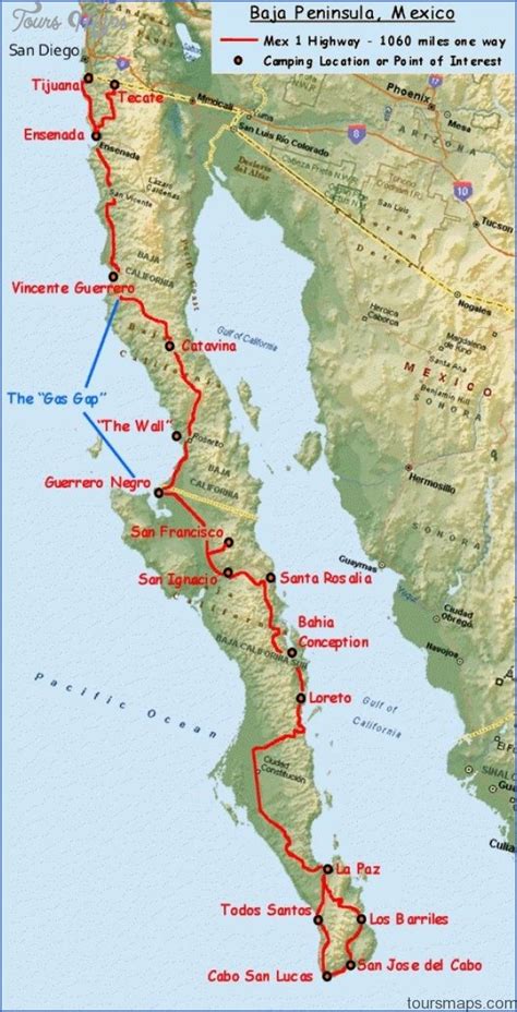 Maps of Baja California Mexico - ToursMaps.com