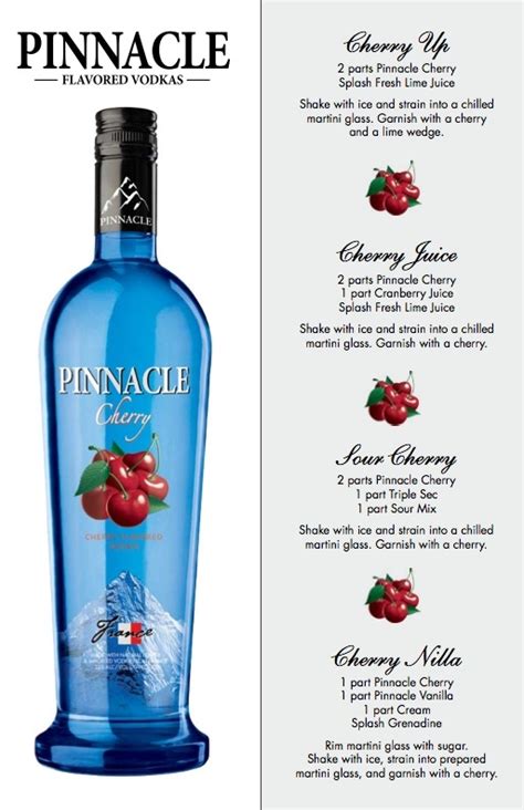 Pinnacle Cherry | Pinnacle vodka recipes, Vodka recipes, Flavored vodka