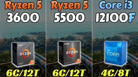 R5 3600 vs 5500 vs i3-12100F - RTX 3080 and RTX 3060 - YouTube