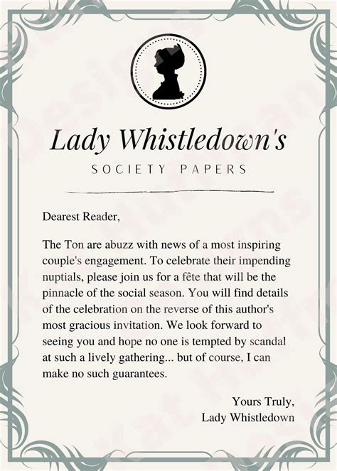 Bridgerton Lady Whistledown Invitation - Etsy