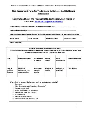 Craft Stall Risk Assessment Template - Fill Online, Printable, Fillable ...