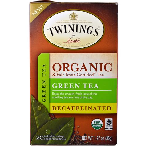 Twinings, Organic Green Tea, Decaffeinated, 20 Tea Bags - 1.27 oz (36 g ...