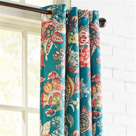 Ashford Floral Teal 84" Grommet Curtain | Pattern curtains living room ...