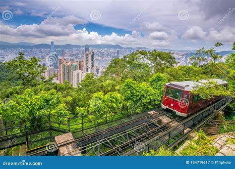 Victoria Peak Tram and Hong Kong City Skyline in China Stock Image ...