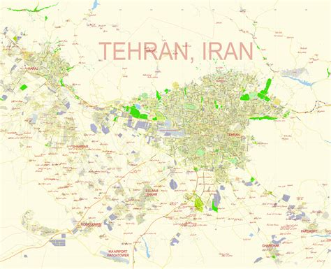 Tehran Iran editable layered PDF Vector Map in 2022 | Map vector, Tehran iran, Tehran