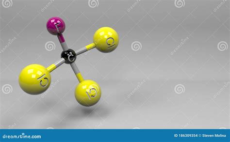 Dichlorodifluoromethane 3D Molecule Illustration. Stock Illustration - Illustration of arcton ...