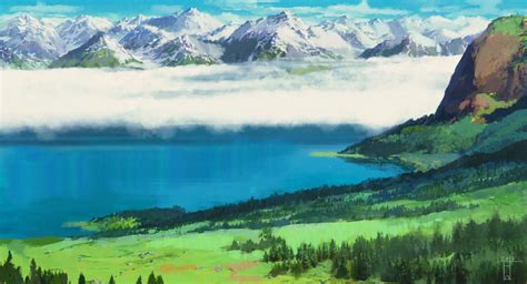 Howls moving castle - landscape study, Adriana Dragusel | Anime scenery ...