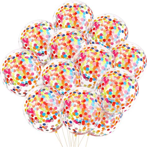 Amazon.com: 50 Pieces Rainbow Multicolor Confetti Balloons 12 Inches Latex Balloon with Bright ...