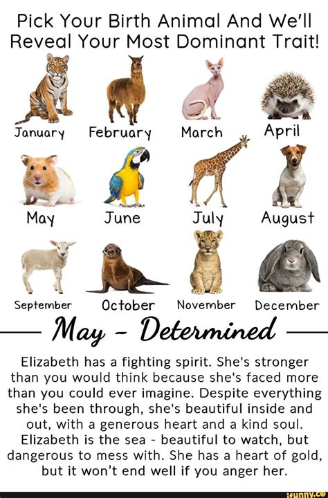 Pick Your Birth Animal And We'll Reveal Your Most Dominant Trait! é hoe January February March ...