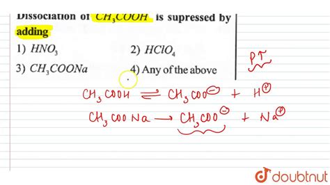 Dissociation of `CH_(3)COOH`is supressed by adding - YouTube