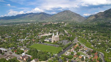 Aerial of Logan, Utah - Yellowstone National Park