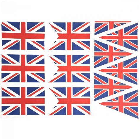 Union Jack Fabric - Pure Cotton, UK Printing | Bunting Panel - Classic, Swallow Tail & Tab