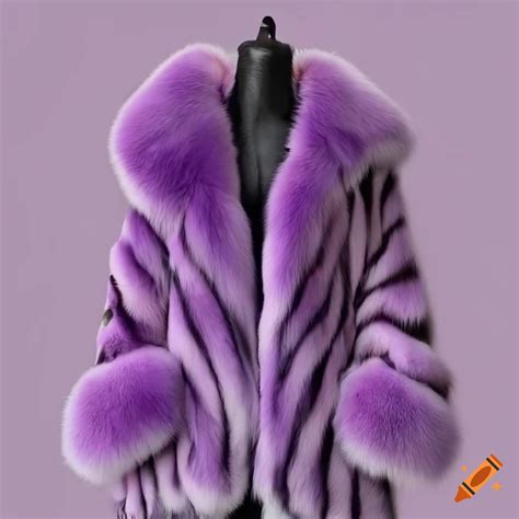 Purple zebra print fox fur coat on Craiyon