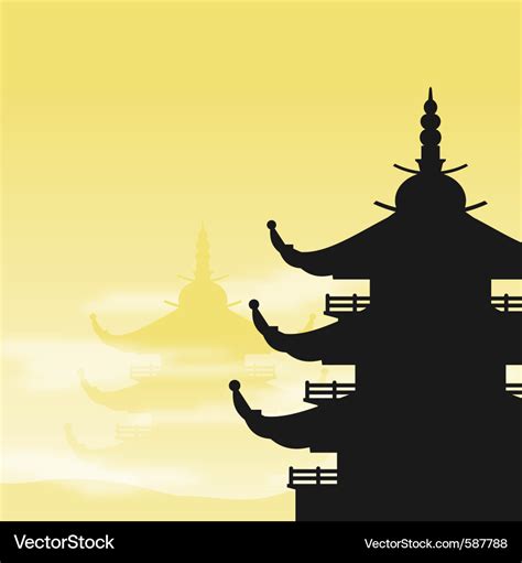 Pagoda silhouette at dawn Royalty Free Vector Image