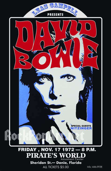 DAVID BOWIE 1972 Dania FL Concert Poster Re-imagines the Original Poster Retro-vintage Style ...