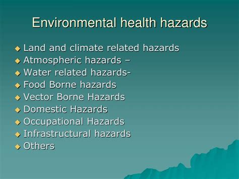 PPT - ENVIRONMENTAL HEALTH HAZARDS PowerPoint Presentation, free download - ID:427705