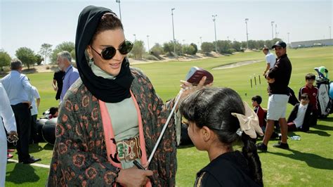 Sheikha Moza attends opening of Education City Golf Club - YouTube