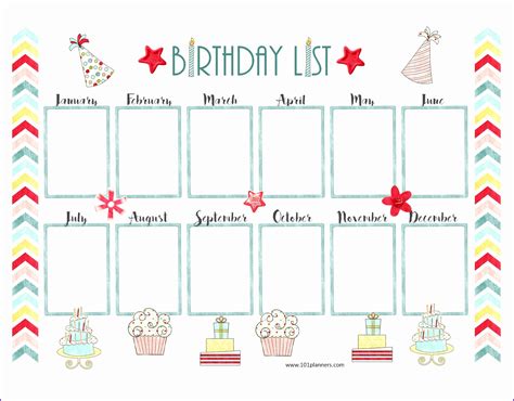 Birthday Calendar Template Excel