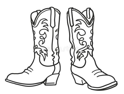 Cowboy Boots. Vector Graphic Hand Draw Illustration Isolated on White for Design Stock Vector ...