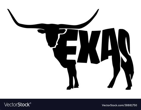 Texas with longhorn Royalty Free Vector Image - VectorStock