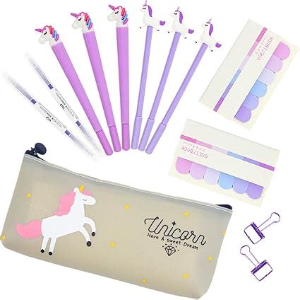 Unicorn Pencil Case Cute Stationery Set for Teen Girls,Unicorn Gel Pens ...