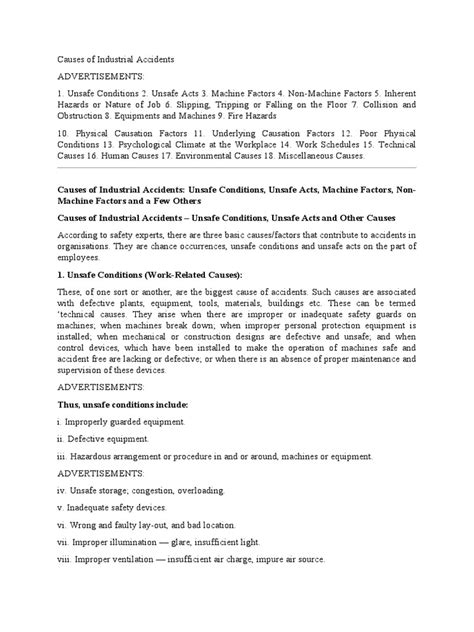 Causes of Industrial Accidents | PDF | Occupational Safety And Health | Safety