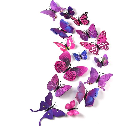 TUPARKA 36 Pieces 3D Butterfly Wall Stickers Wall Butterflies Girls Bedroom Accessories Multi ...