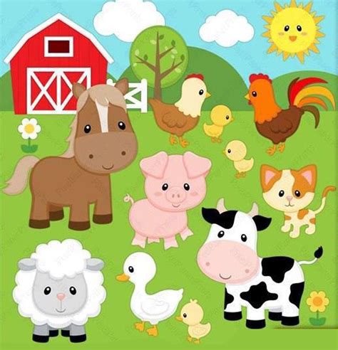 Farm Animals Digital Stamps, Digital Clip Art, 2 Baby, Print Planner, Cute Clipart, Farm ...