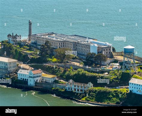 Prison Island Alcatraz, Alcatraz Island, Aerial view, San Francisco, San Francisco Bay Area ...